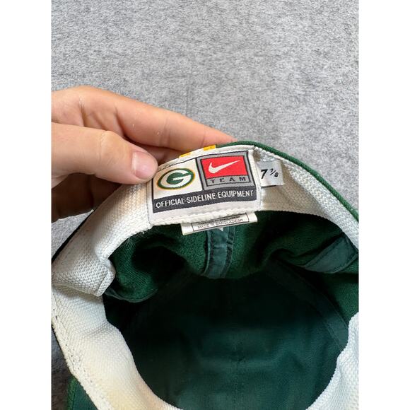 VINTAGE Nike Green Bay Packers NFL Hat Cap Mens Fitted Size 7 1/8 Green Sports - Picture 5 of 6